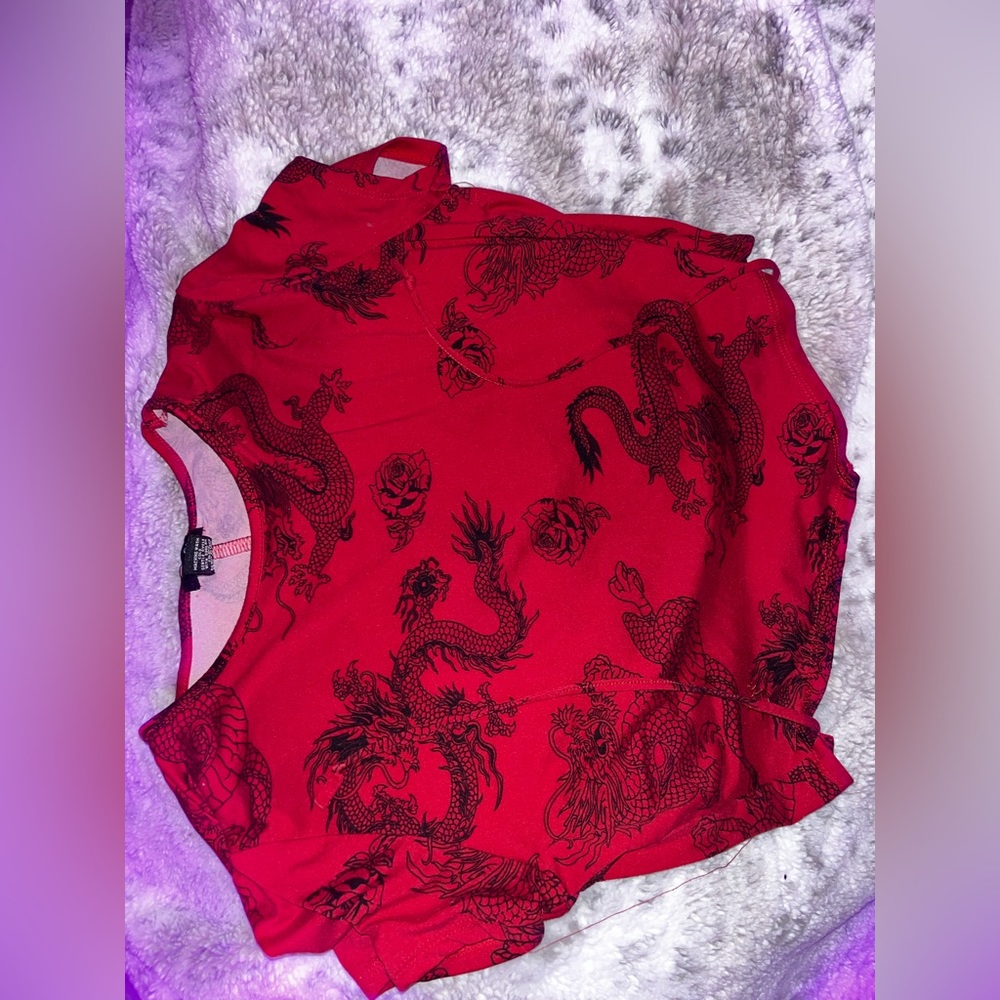 Rue 21 Red and Black Dragon Crop Top🐉